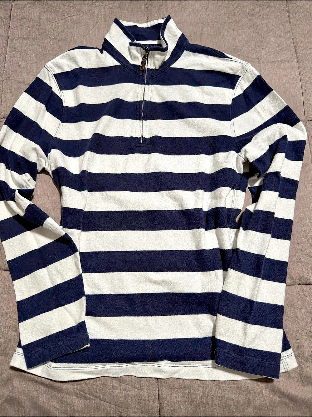 J.Crew Mercantile Striped Cotton Quarter Zip Pullover Size Small